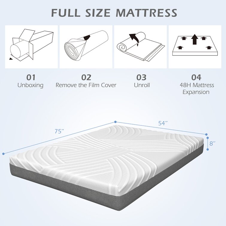Costway 8 in. Soft Full Size Memory Foam Bed Mattress Medium Firm