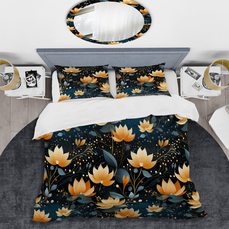 Sacred Silence Mediation - Ensemble de housse de couette floral - Polyester en microfibre