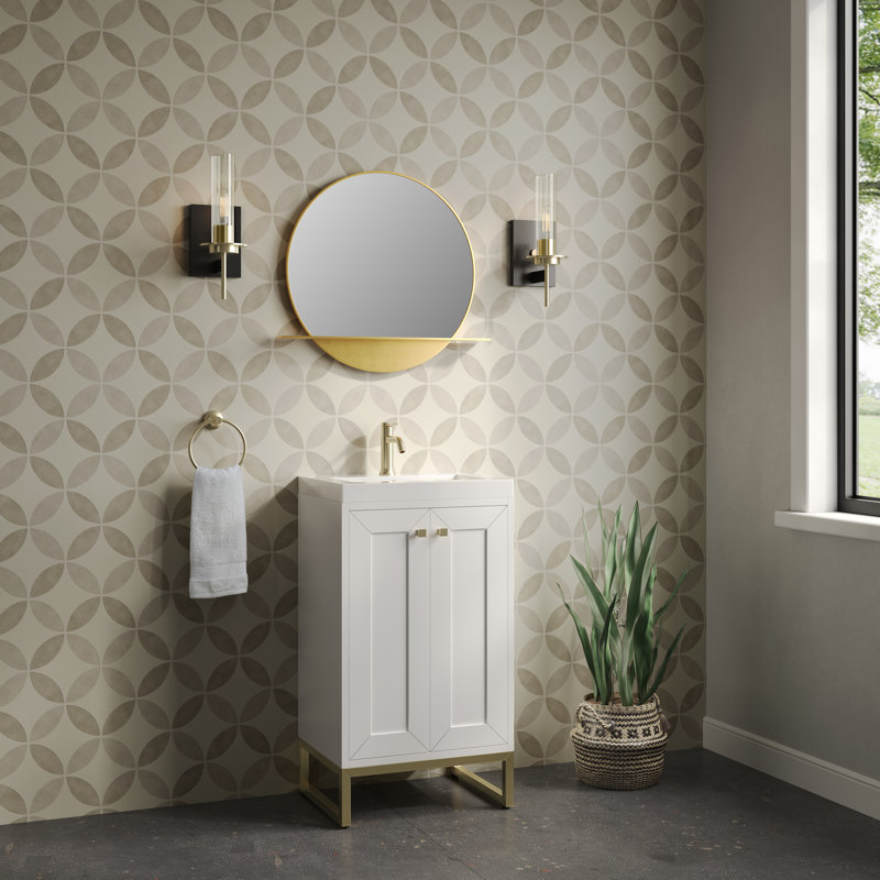 Chianti 20'' W Single Vanity, Glossy White, Radiant Gold