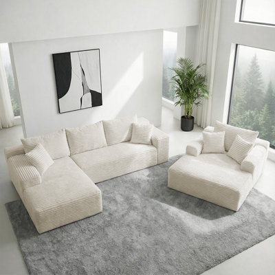 Modular Sectional Sofa Couches L-shape Couch 4 Seat Modular Sofa Memory Foam Sectional Couches For Living Room, Cloud Couch With Oversized Chaise Left Facing Chaise