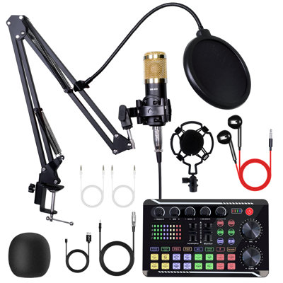 BAOKALER Home Studio Recording Kit Podcast Music Mixer Equipment Condenser Microphone Set