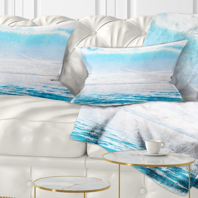 Blue Horizon Digital Watercolor - Sea & Shore Printed Pillow