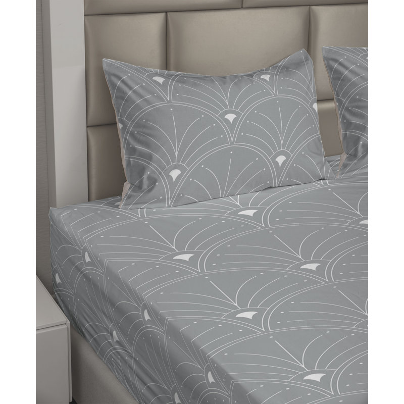 Ensemble de draps à motif de feuilles de palmier 4 pièces Ambesonne, Ensemble de draps pour grand lit avec 2 taies d'or