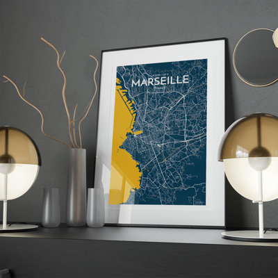Marseille City Map In Amuse - No Frame Print