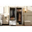 Garde-robe 4 portes avec tiroirs, tablette et tringle, blanc
