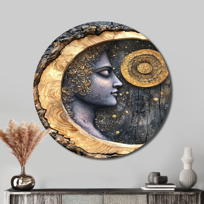 Large Indian God In India Landscape II - Hinduism Round Metal Wall Decor