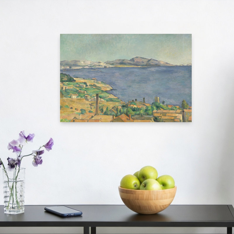 «Hillside Town by Sea Abstract City Coastal», reproduction d'art mural, H 12 po x l 18 po
