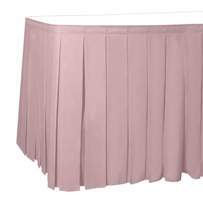 Ultimate Textile 7 Ft. Box Pleat Polyester Table Skirt - 36" Counter Serving Height, Light Pink