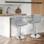 Tabourets de bar pivotants à hauteur réglable en cuir synthétique à double aiguille avec dossier et accoudoirs-754693768-758895057