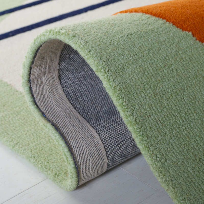 Felipe Handmade Wool Green/Black Rug, Square 6'