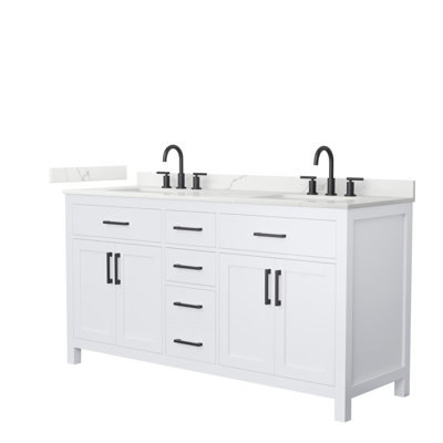 Beckett 66" Freestanding Double Bathroom Vanity with Quartz Top