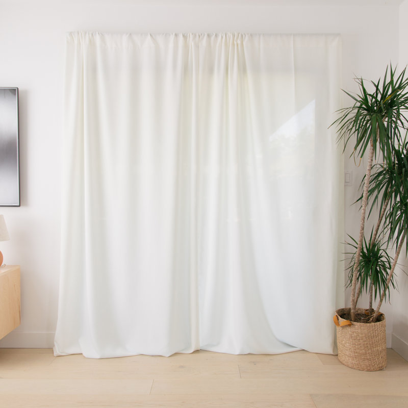 Angiens Polyester Semi-Sheer Drape Pair, Ivory
