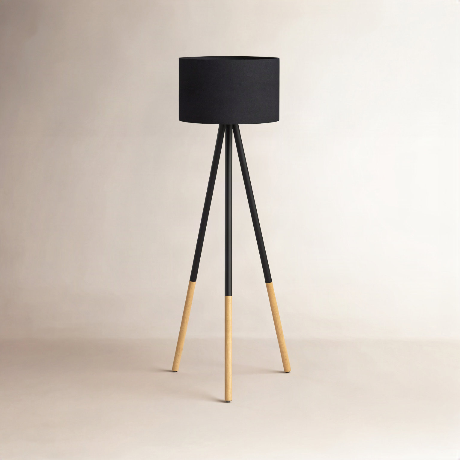 Skyler 60.25 " Dimmable and Smart-Enabled Floor Lamp, Matte Black/Light Brown