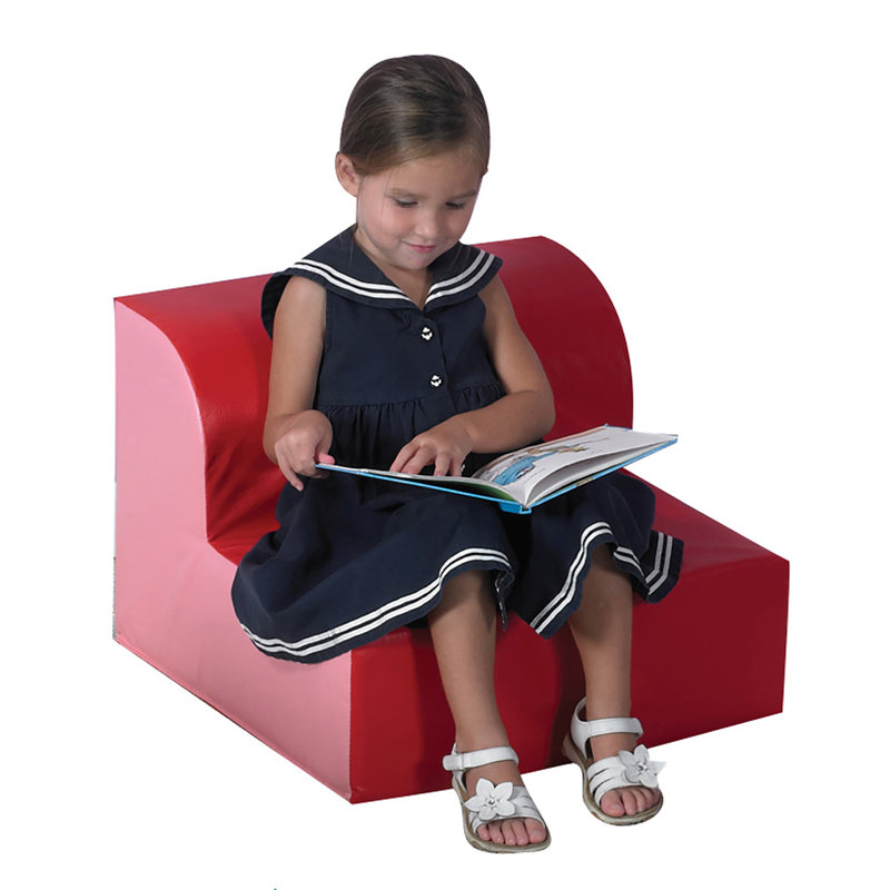 L-Shaped Kids Soft Seating Lounger, Red