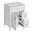 Meuble-lavabo de 24 pouces avec lavabo en céramique, 1 porte à fermeture en douceur, 2 tiroirs à fermeture en douceur et 2 supports de rangement sur la porte