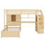  Lit mezzanine simple au-dessus de simple Karanfila avec bureau intégré et escalier, avec compartiments de rangement et tablettes-642871287