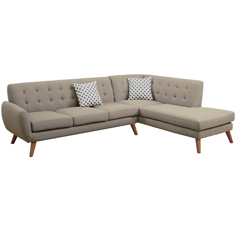 Sectional with Right Hand Facing Chaise, Gray Polyester Blend