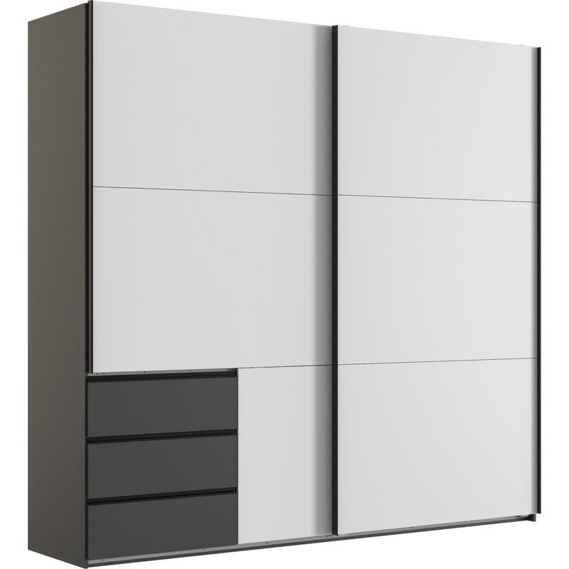 Guardino 2 Door Wardrobe, White/Graphite, 236cm H x 250cm W x 65cm D
