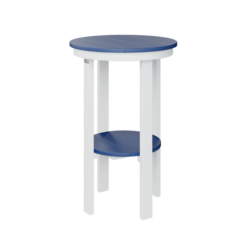 Outdoor Round End Dining Table, 21" H x 21.5" W x 21.5" D, Mango Orange/White