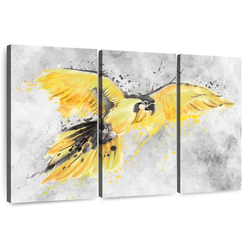 Brampt Yellow Macaw, 20" H x 33" W