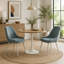 Ensemble de chaises d'appoint 2 pièces Laela - Revêtement bleu clair bouclé, pieds en métal, chaise de salle à manger moderne scandinave