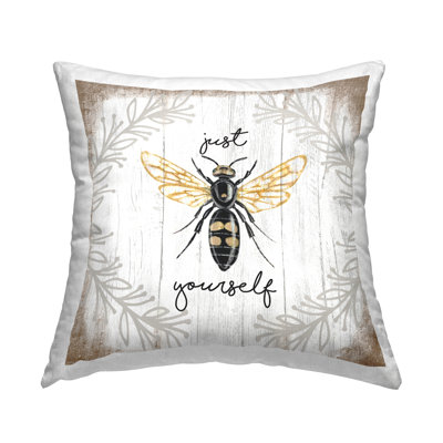 Just Be Yourself Sentiment Country Charm Bee Decorative Printed Throw Pillow By Elizabeth Tyndall