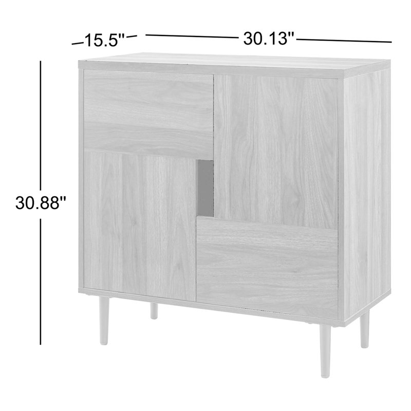 Armoire d'appoint à 2 portes Glenni, Gris ardoise / intérieur rouge