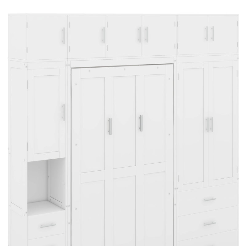 Lit escamotable simple avec casiers et armoires