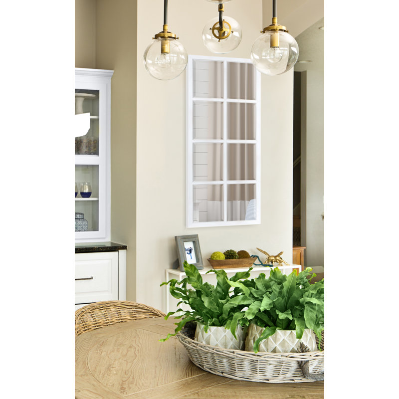 Busby Solid Wood Flat Mirror, White, 41.5" x 17.5"