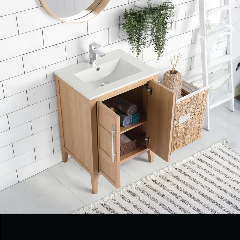 Winston Porter Healey Bathroom Vanity, Sand Oak