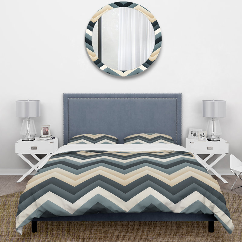 Ensemble de housse de couette en microfibre gris / beige, Housse de couette pour grand lit et 2 taies décor