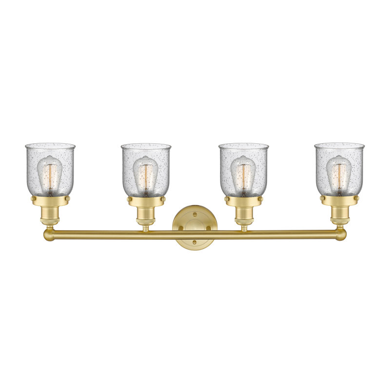 Éclairage pour meuble-lavabo à 4 lumières à intensité variable Asheton, Grainé, Or satiné