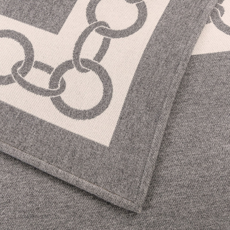 Chains Hand Woven Throw Blanket, Gray/Milk