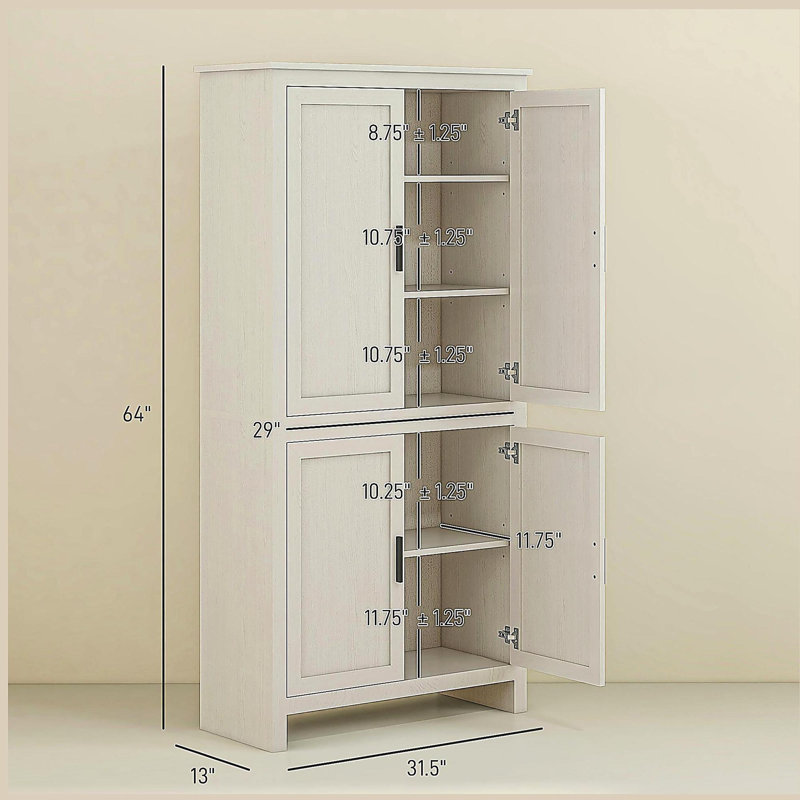 Armoire de rangement autoportante, garde-manger, Blanc