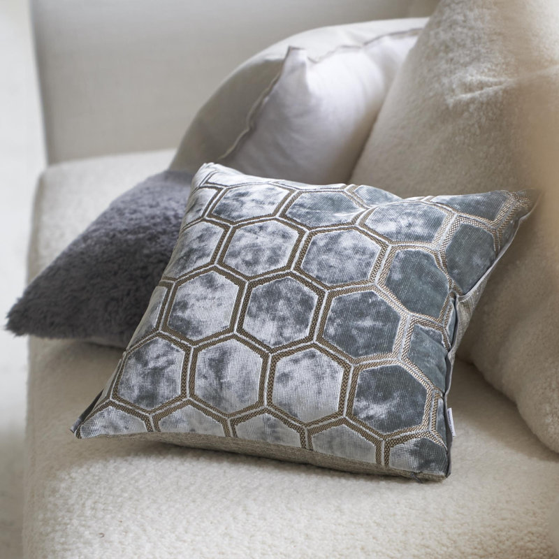 Manipur Velvet Decorative Pillow, 17"H x 17"W, Silver