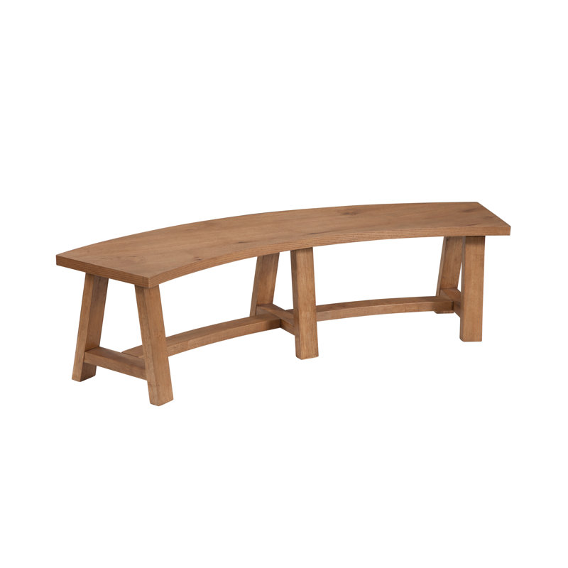 Curved Wood Natural Oak Dining Bench