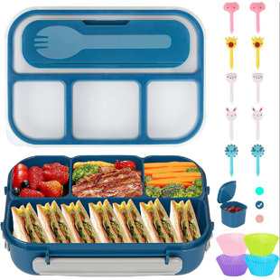 Stainless Steel Bento Lunch Box for Kids and Adults,Stackable BPA-Free Food  Containers with 3 Compartments and Reusable Sauce Bowl, Fork and Spoon,  (1000ml/34oz, Green) 