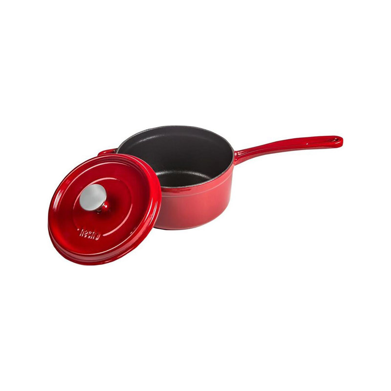 Diamètre de la fonte: H 6,75 po: casserole ronde en fonte rouge de 5 po