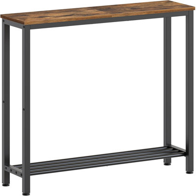 Narrow Console Table, 2-Tier Small Sofa Table, 29.5" Thin Entryway Table, Behind Couch Table With Shelves, Industrial Hallway Table, For Living Room,
