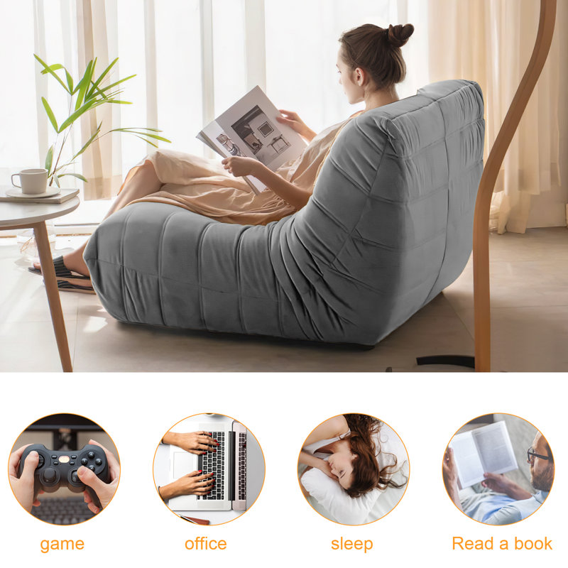 Monett Bean Bag Chair & Lounger, Dark Gray Microfiber