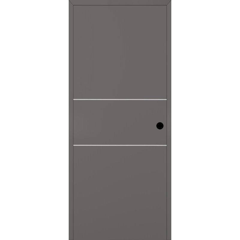 Intérieur en bois manufacturé Optima 2H facile à bricoler comme une porte pré-suspendue, Gauche, Gris mat