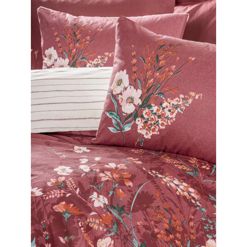 Premium Claret Red Ranforce Single Quilt Cover Set - 100% Cotton, 63.0 x 86.6 inches Duvet Cover & 63.0 x 94.5 inches Flat Sheet | 1 Envelope Pillowcase (19.7 x 27.6 inches) | Machine Washable, Soft & Durable, Elegant Design