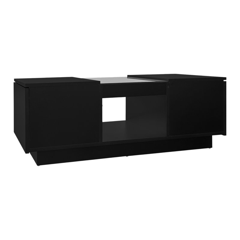 Pedestal Coffee Table with Storage, Black