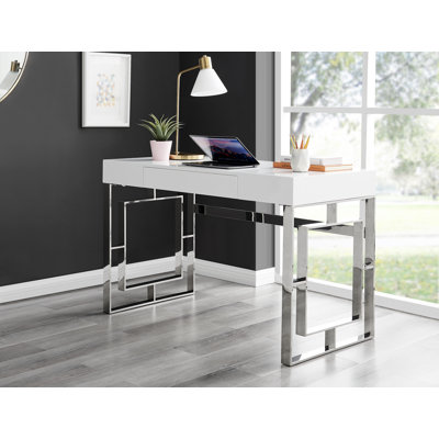 Camberley High Gloss and Chrome Luxury Vanity Desk - Dressing Table