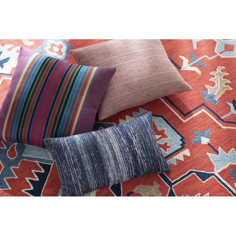 Textured Sunbrella® Lumbar Rectangular Outdoor Throw Pillow Cover & Insert, Indigo