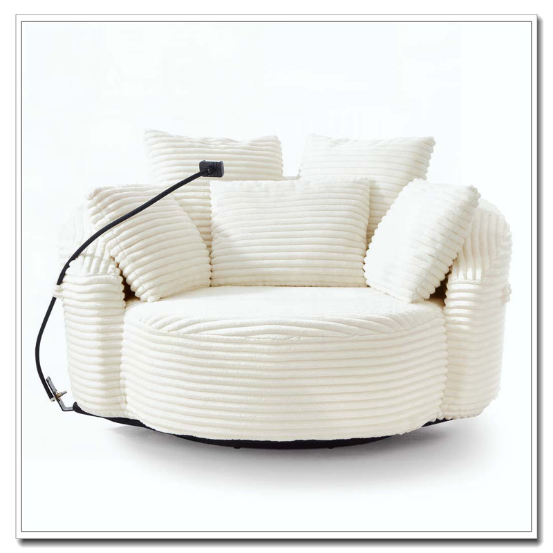 Fauteuil demi-tonneau pivotant à 360 °, Beige