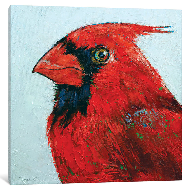 « cardinal », reproduction d’art sur toile, H 26 po x l 26 po x P 1,5 po