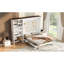 Grand lit escamotable avec bureau intégré et armoire de rangement multicouche, blanc