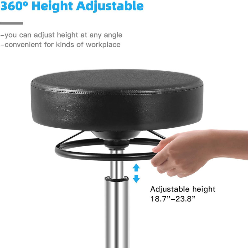 Rolling Stool With Wheels, Black