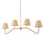 Lustre linéaire doré 4 lumières avec abat-jour tissé en rotin